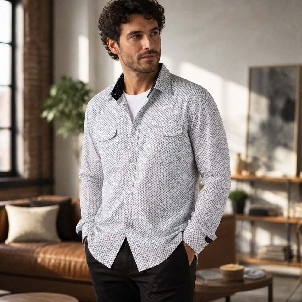 Colours Alexander Julian AJ 1774 Men's Geometric Diamond Pattern Button-Down